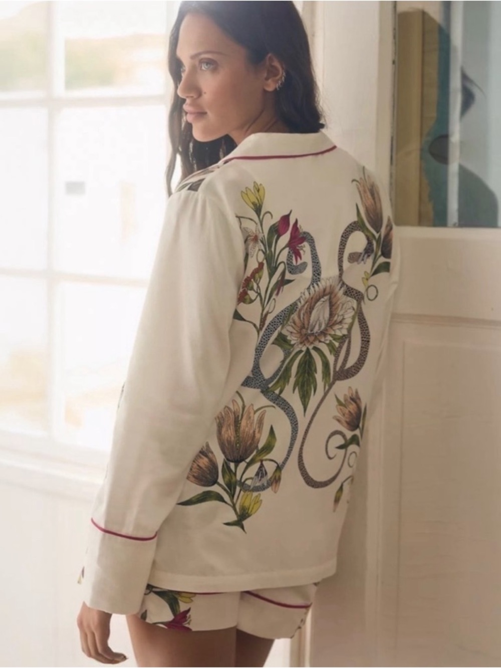 Anthropologie Victoria Garcia Floral Pajama Top Buttondown Size Medium NWT - Picture 3 of 13